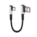 Gyorstöltő USB A - USB C kábel 50 cm 6A dupla 90°-os könyökkel C típusú rövid adatkábel adatátviteli töltés 1