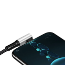 Gyorstöltő USB A - USB C kábel 50 cm 6A dupla 90°-os könyökkel C típusú rövid adatkábel adatátviteli töltés 2