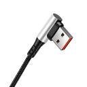 Gyorstöltő USB A - USB C kábel 50 cm 6A dupla 90°-os könyökkel C típusú rövid adatkábel adatátviteli töltés 6