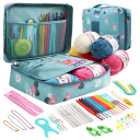 Haakset met garen in willekeurige kleuren 12 metalen haken 9 ergonomische haken accessoires en een etui met bloemenprint 2