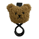 Háček para carrinho com velcro e urso de lã 12 x 8 x 3 cm Suporte para sacolas Acessório infantil Prático háček para pendurar 3