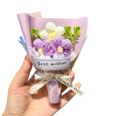 Háčkovaná kytice dekorativní květiny 20x16 cm mléčná bavlna dárková kytice pro narozeniny svátek oslavu a interiér 4