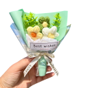 Háčkovaná kytice dekorativní květiny 20x16 cm mléčná bavlna dárková kytice pro narozeniny svátek oslavu a interiér 6