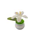 Háčkovaná rastlina v kvetináči dekoratívny ručný vzhľad 11x8 cm polyester stolná ozdoba pre kanceláriu a domácnosť 5