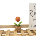 Háčkovaná rostlina v květináči dekorativní mini květina mléčná bavlna stolní dekorace do bytu kanceláře pracovny a police 2