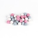 Hæklet bomuldsperler i kugleform 16 mm Sæt 30 stk. med hul til trådning Perler af bomuld og træ til underholdning af børn 9
