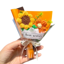 Hæklet buket dekorative blomster 20x16 cm mælkeagtig bomuld gavebuket til fødselsdag, fest, fejring og indretning 2