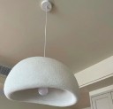 Hængende japansk lampe med E27 pære, kølig hvid. Moderne minimalistisk lysekrone lavet af polystyren, 90-260 V. Rund loftslampe, 150 x 30 cm. 2