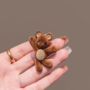 Hair Clip with Plush Teddy Bear Metal Barrette with Flocking Effect Cute Accessory for Women and Girls 3