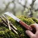 Hajlított pengéjű összecsukható oltó kés 16,5 cm Rozsdamentes acél 3Cr13 pengével és rózsafa nyéllel Barna Oltáshoz és metszéshez 3