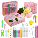Häkelset mit 5 Garnen in zufälligen Farben, 21 Häkelnadeln, Stecknadeln, Nadeln, Maßband, Schere, Kaliber, Etui mit Einhorn, DIY Stricken 2