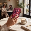 Hållbar silikonfodral för Samsung Galaxy A15 5G Design med körsbär och snören Med handledsrem Kameraskydd Mobilskal för vardagen 3