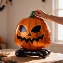 Halloween Decoration Inflatable Standing Pumpkin Balloons 2 pcs 65 x 85 cm and 36 x 45 cm With Base Orange Black and Green For Parties 5