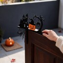 Halloween Eckdekoration für Türen oder Wände Gespenstisches Schloss und Kürbis mit Hut 20 x 20 cm Schwarz und Orange Dekoration für Türrahmen 2
