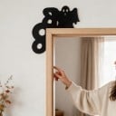 Halloween-Eckdekoration für Türrahmen Set 2 Stk Kürbis und Geist mit Fledermaus Eisen Schwarz Metallisches Dekoschild Innen- und Eingangsdekoration 5