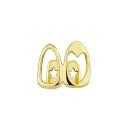 Halloween grillz capinha dental em forma de coração Dois dentes Design oco Joia hip hop Cor dourada-prateada Para mulheres e homens Decoração 1