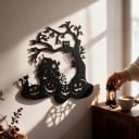 Halloween Hanging Door Decoration Haunted House with Pumpkins and Tree 28 x 30 cm Black Silhouette Decorative Sign Entrance and Home Decoration 2