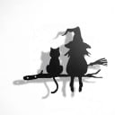 Halloween Hanging Door Decoration Witch with Cat on Branch Silhouette 25 x 20 cm Black Decorative Sign Halloween Entrance Decoration 6