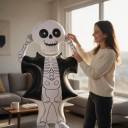 Halloween Inflatable Decoration Skeleton Standing Balloon 122 x 64 x 35 cm Skeleton With Black Cloak White and Black For Halloween Party 4