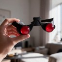 Halloween Light-Up Glasses Red Eyes With Hidden Wires in Frame 15 x 14.5 x 5.3 cm Black Frame Accessory for Grim Reaper Costume for Halloween 4