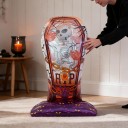 Halloween Luftdekoration Skelett In Der Sarg Stehender Ballon 123 x 82 x 46 cm Mit Ketten Und Aufschrift RIP Orange Weiß Und Lila 2