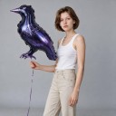 Halloween Opblaasdecoratie Kraai Staande Ballon 50 x 95 cm Vogel Met Glanzende Veren Donkerpaars Voor Halloween Feest 4
