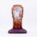 Halloween Opblaasdecoratie Mummie In Kist Staande Ballon 123 x 82 x 46 cm Met Kettingen en Opschrift RIP Oranje Wit en Paars Voor Feestjes 1