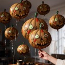 Halloween Oppustelige Balloner Græskar 10 stk Brun Zombie Græskar Med Uddragede Øjne Og Blodige Pletter Brun Grøn Og Rød Til Fest 3