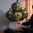 Halloween Oppustelige Balloner Græskar 10 stk Grøn Græskar Med Ondt Smil Og Røde Øjne Grøn Gul Og Rød Til Halloween Fest 3