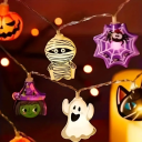 Halloween-valosarja 1,5 m 10 LED kummitusteemalla Akustoituvala sisustusvalaistus 2x AA paristolla 2
