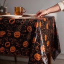 Halloweendug med græskar Motiv Obrectangulær 130 x 220 cm Skinnende overflade Sort med orange græskar Dekoration til fest og fejring 5