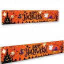 Halloweeni banner Boldog Halloweent kívánok tökök és szellemek 200 x 40 cm Poliészter fém szemekkel Narancssárga dekoráció kerítésre és teraszra Parti 5
