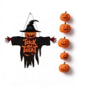 Halloweeni függő dekoráció Trick or Treat Madárijesztő tökfejjel 20 x 17 cm Fém Fekete-narancs Ajtódísz és faldekoráció Halloweenra 2