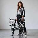 Halloweeni Nafukáló Dekoráció Kiscica Csontváz Álló Lufi 52 x 47 cm Kiscica Csontokkal és Mosolygós Arccal Fekete és Fehér Partira 6