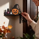 Halloweeni sarokdísz ajtóra vagy tükörre Tök kalappal és bájitalos üvegekkel 25 x 14,5 cm Fekete és narancs Keret és sarok díszítése 6