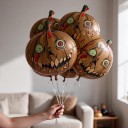 Halloweenin Ilmapallot Kurpitsa 10 kpl Ruskea Zombie Kurpitsa Ulkonevilla Silmillä ja Verisillä Täplillä Ruskea Vihreä ja Punainen Juhliin 2