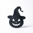 Halloweenkoriste ovelle tai seinälle Veistetty kurpitsa noidan hatulla 25 x 30 cm Musta siluetti Koristeellinen kyltti Sisustuselementti 1