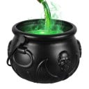 Halloweense heksenketel met skelet en mist LED verlichting 26 cm USB voeding Zwart met groen licht Decoratie voor feest en tafel 4