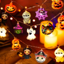 Halloweense lichtslinger 3 m 20 LED Verlichte decoratie met spookjes op batterijen 2x AA voor binnenversiering en feestjes 2