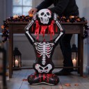 Halloweense Opblaasdecoratie Skelet Staande Ballon 118 x 65 cm Zwart Wit en Rood Met Bloedvlekken Voor Halloweenfeest 2