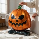 Halloweensk Dekoration Dækkende Græskar Oppustelig Ballon 65 x 85 cm Skræmmende Ansigt Orange Sort og Grøn Til Halloween Fest 5