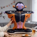 Halloweensk Dekorationsfigur Drakula Stående Luftballon 117 x 89 cm Vampyr Med Flagermus Sort Orange og Lilla Til Halloween Fest 2