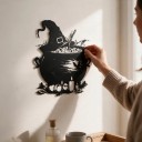 Halloweensk dekorationsophæng til døre Heksens gryde med hat 25 x 30 cm Flad 2D silhuet Sort Dekorativ skilt Indgangsudsmykning 2