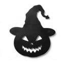 Halloweenská dekorace na dveře nebo stěnu Vyřezávaná dýně s čarodějnickým kloboukem 25 x 30 cm Černá silueta Ozdobná cedule Výzdoba bytu 5