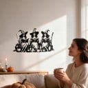 Halloweenská dekorácia na dvere Tri čarodejnice s knihami 30 x 15 cm Čierna silueta Ozdobná tabuľa Výzdoba vchodu a interiéru na Halloween 6