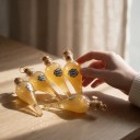 Halloweenska Dekoracja Butelka Z Eliksirem Szczęścia 6 x 2 cm Zawieszka Z Korkowym Zamknięciem i Brokatem Złota Do Samochodu i Mieszkania 4