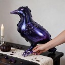 Halloweenska Nafukująca Dekoracja Kruk Stojący Balon 50 x 95 cm Ptak Z Błyszczącym Piórem Ciemnofioletowy Na Halloweenską Imprezę 3