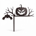 Halloweenská rohová dekorace na zárubeň Sada 2 ks Dýně a duch s netopýrem Železo Černá Kovová ozdobná cedule Výzdoba interiéru a vchodu 2
