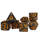 Halloweenské herningkostnader 7 stk Sorte med orange dekoration til Dragehul RPG brætspil og rollespilsaftener 4