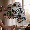 Halloweenské Nafukovacie Balónky Lebka 10 ks Balónky Vo Tvaru Lebky So Zeleným Okom a Krvavými Škvrnami Biela Čierna a Červená Na Párty 4